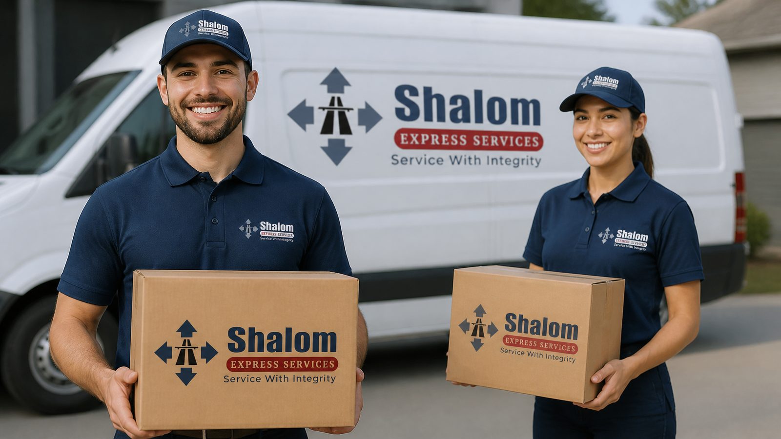 Shalom Express delivery team with parcels